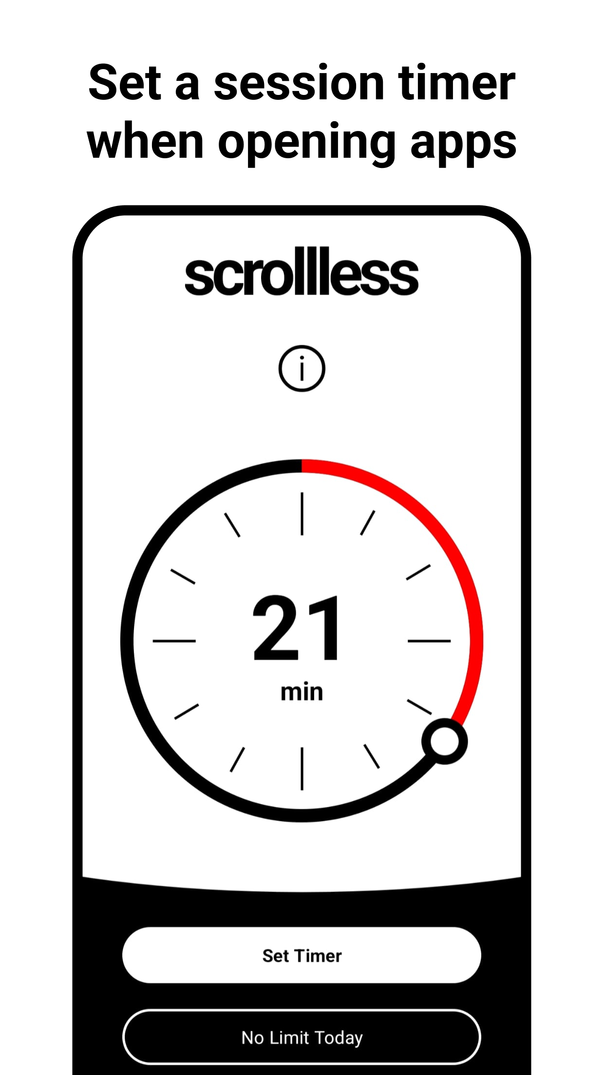 Scrollless app timer selection screen - choose session duration