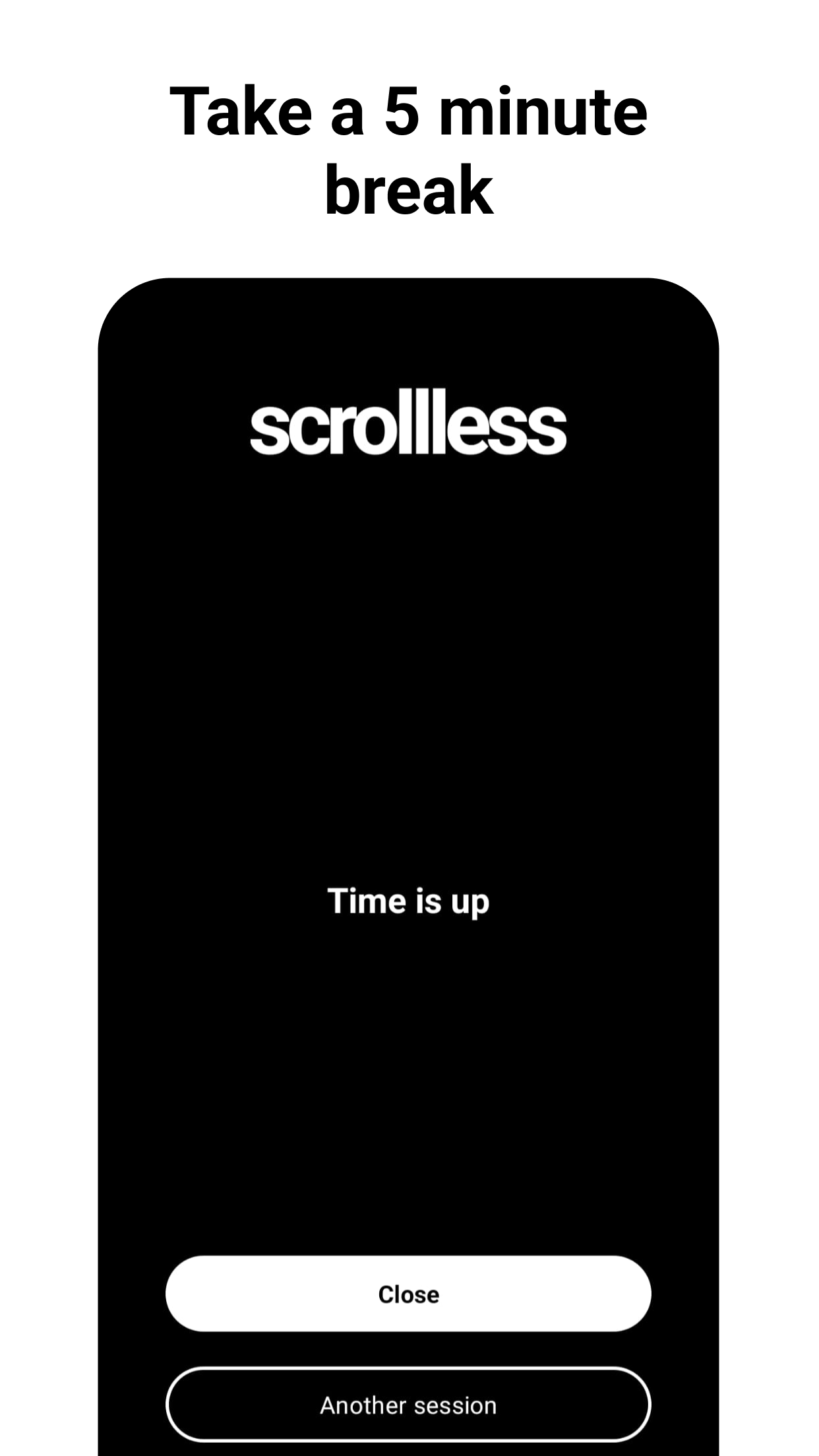 Scrollless app usage screen - track your screen time