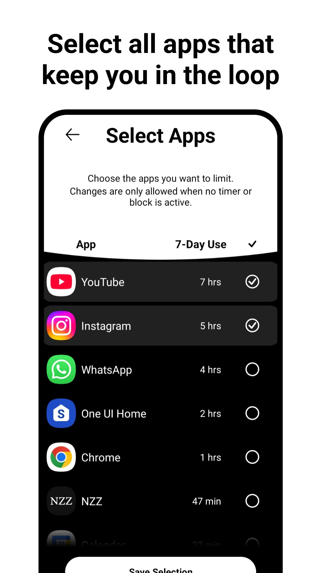 Scrollless app settings - customize your digital wellbeing